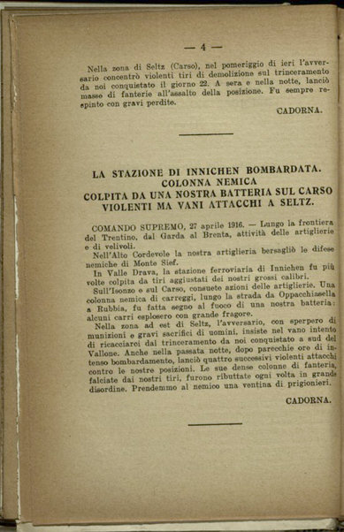 Il diario della nostra guerra : bollettini ufficiali dell'esercito e della marina